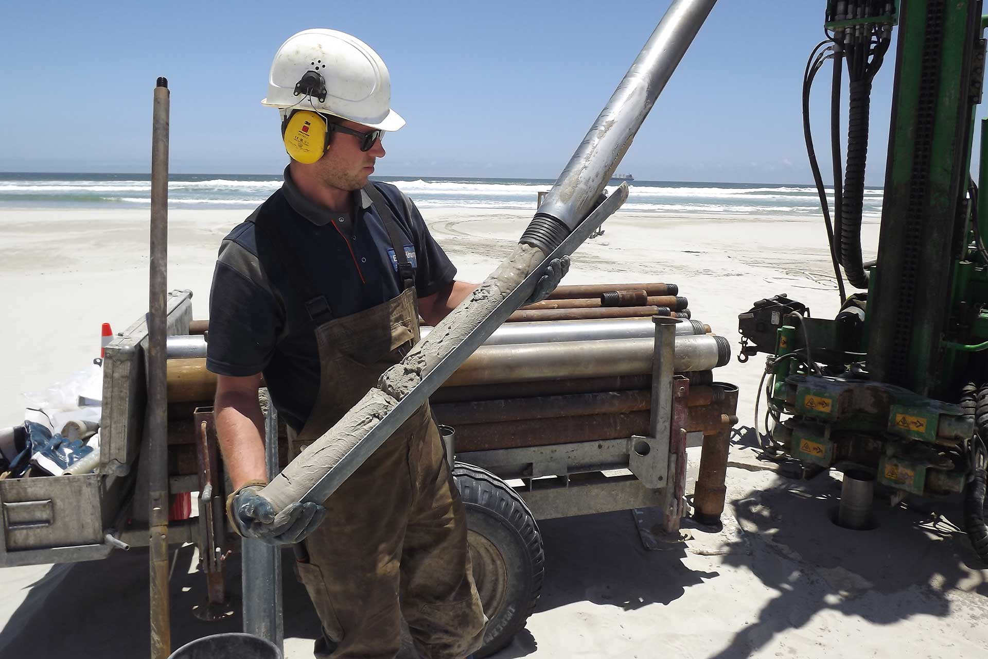 Sonic drilling on the beach