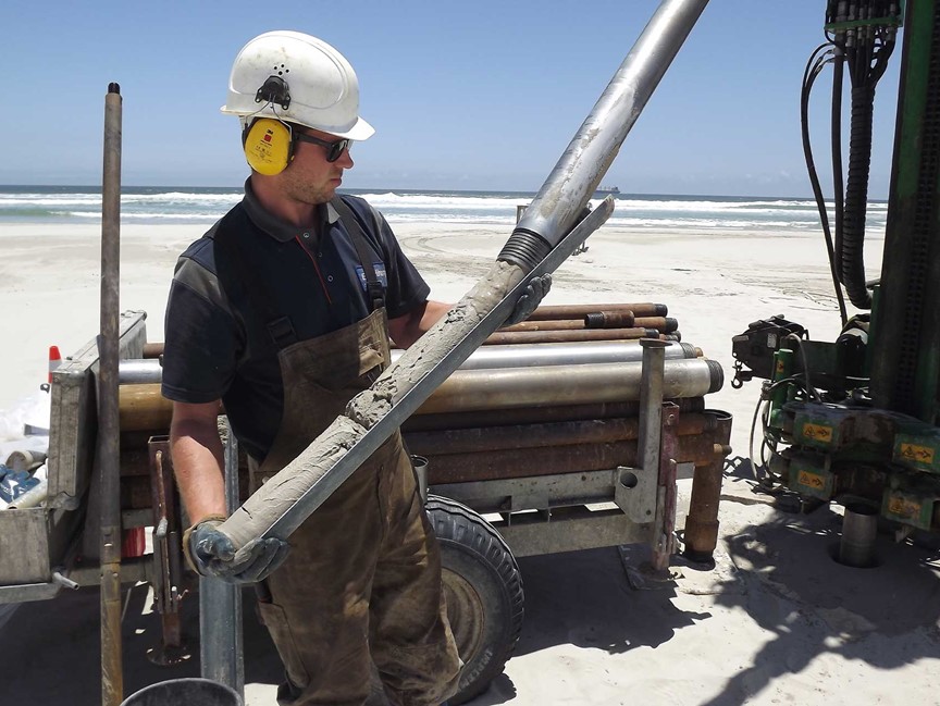 Sonic drilling on the beach
